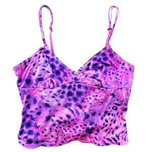 Vintage Y2K Frederick's of Hollywood Babydoll Leopard Print Cami L Stretch Satin